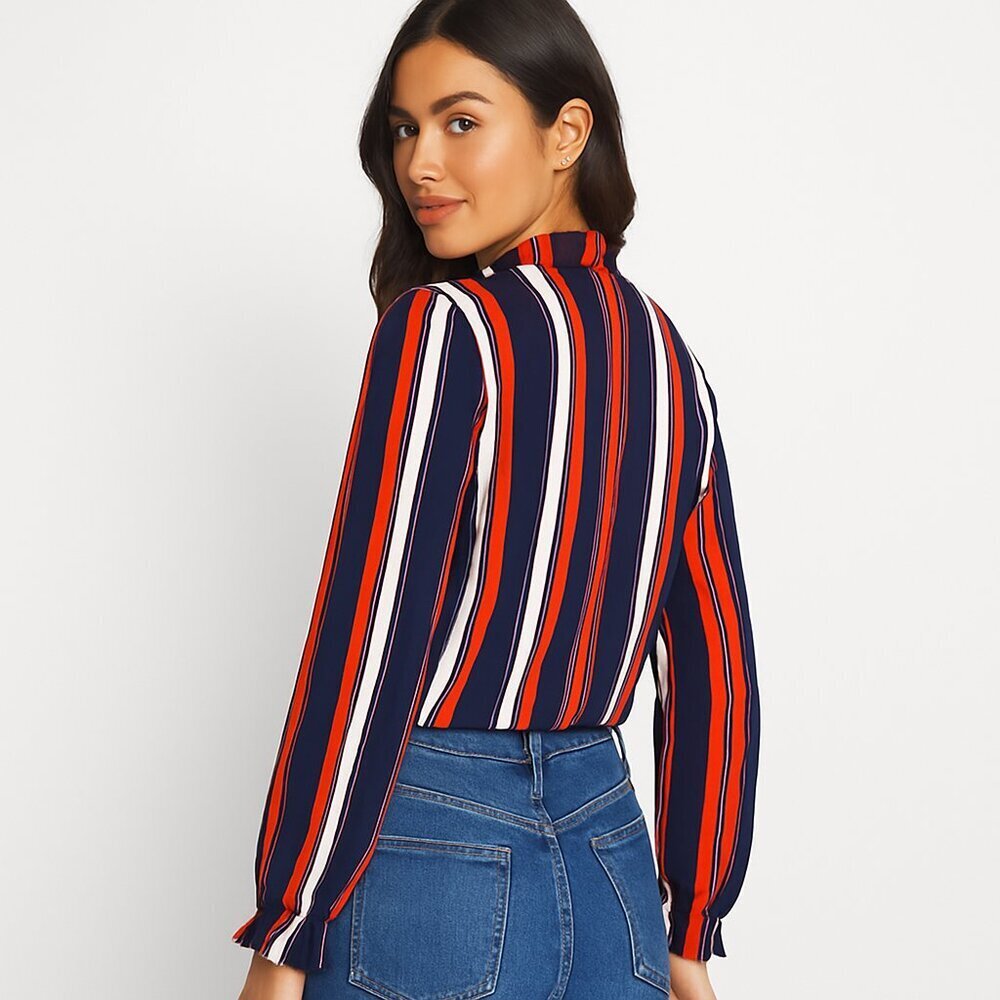 Tularosa Nala Stripe Lace Up Ruffle Blouse Revolve Resort Vacationcore Medium - Picture 13 of 15